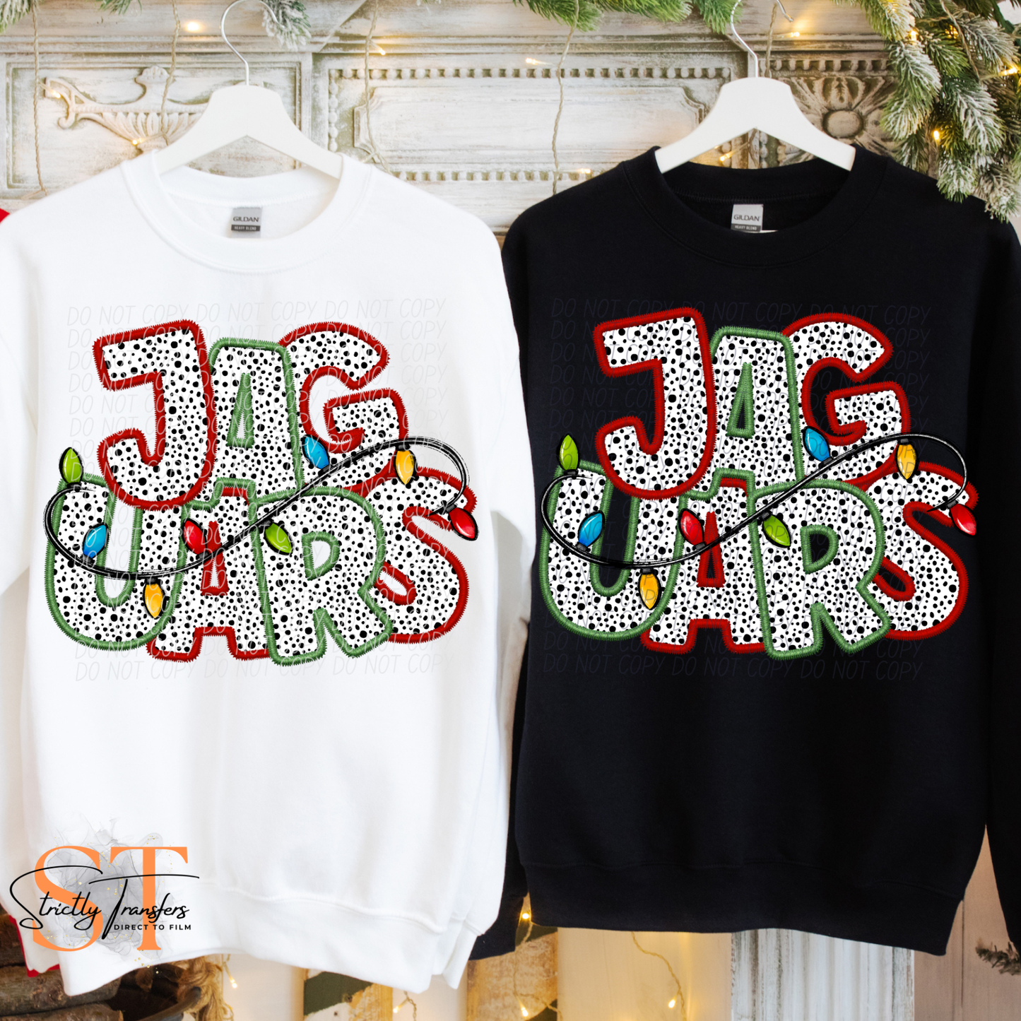 Jaguars Christmas Lights Direct to Film Transfers