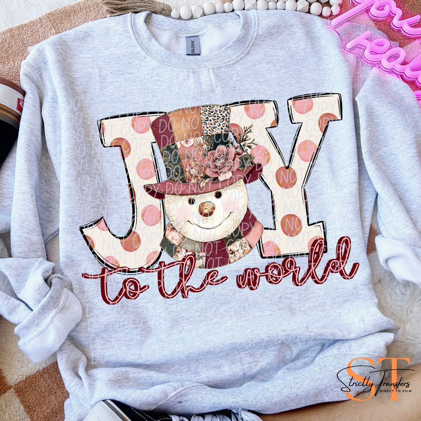 Joy to the World Snowman - 3 Options Direct to Film Transfers