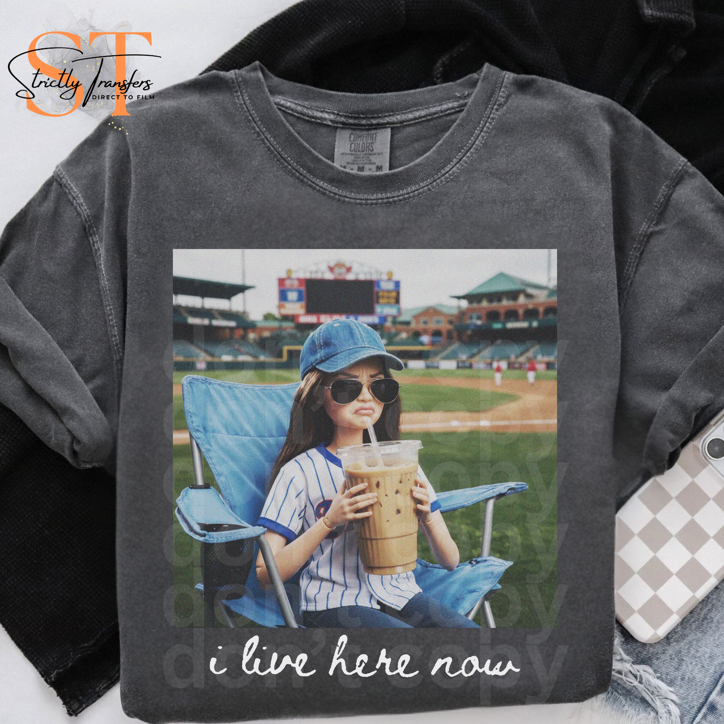 I Live Here Now Baseball - 2 options Direct to Film Transfers