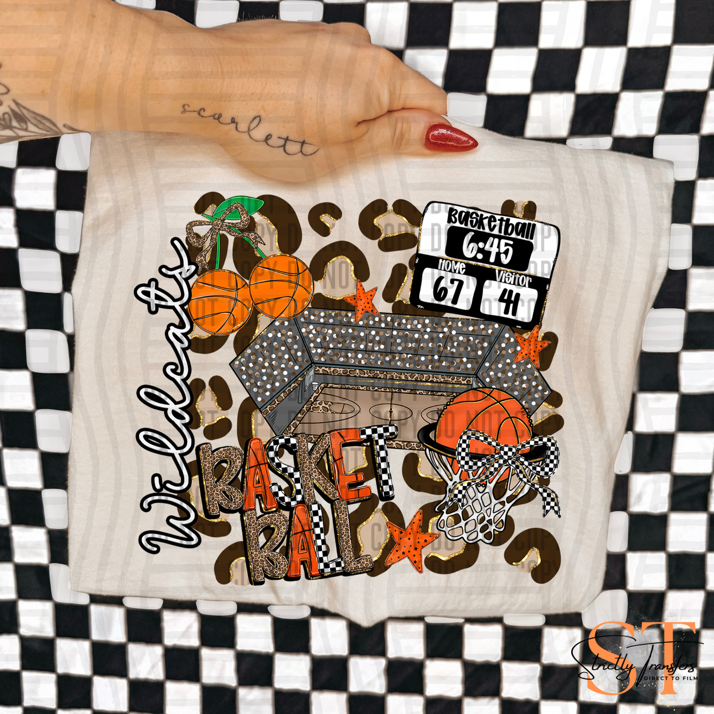 Wildcats Leopard Basketball Collage Direct to Film Transfers