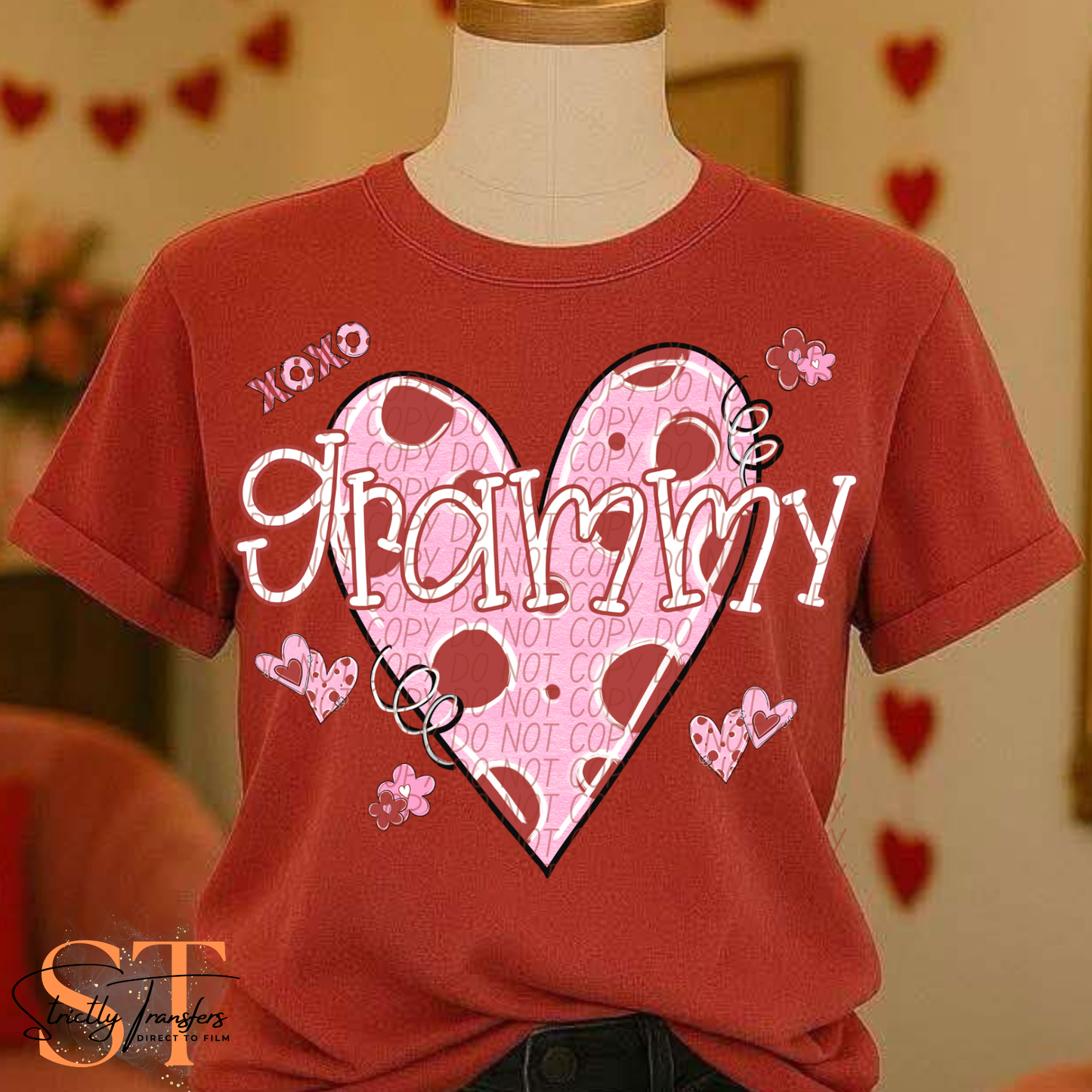 Valentine Heart Names- 11 options Direct to Film Transfers