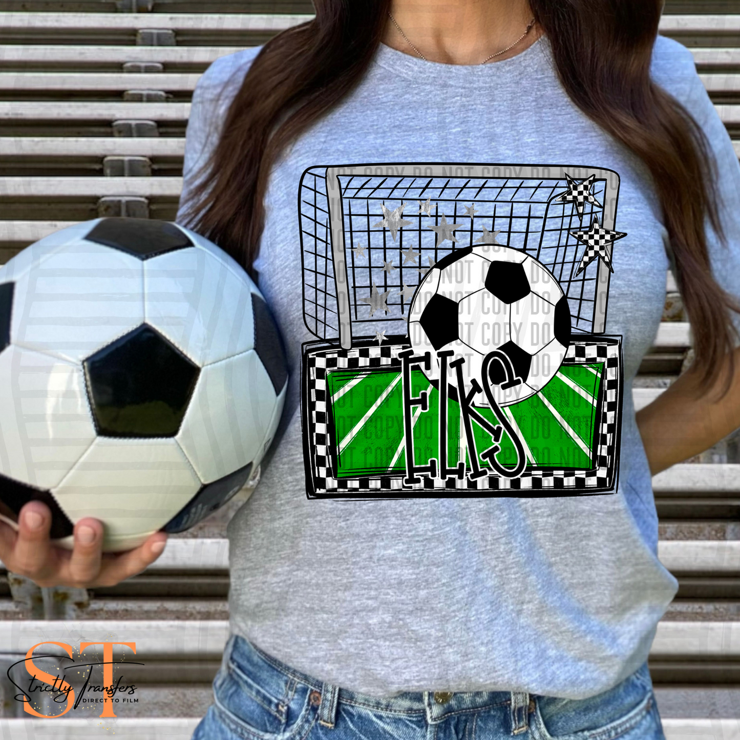 Elks Checkered Soccer Direct to Film Transfers