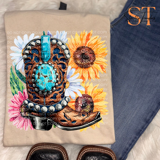 Floral Boot Direct to Film Transfers