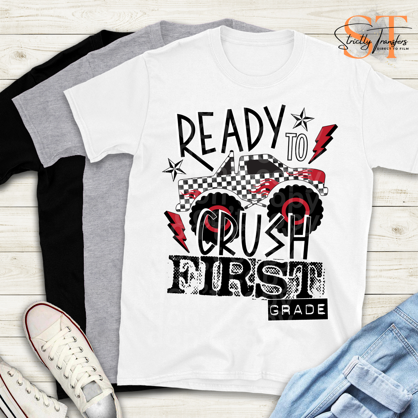 Read to Crush Red & Black Grade Levels Direct to Film Transfers