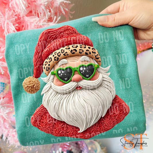 Santa with Leopard Hat Direct to Film Transfers