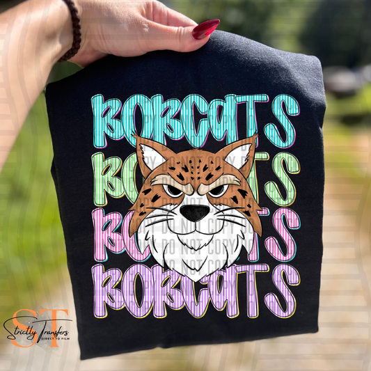Bobcats Seersucker Mascot Head Direct to Film Transfers