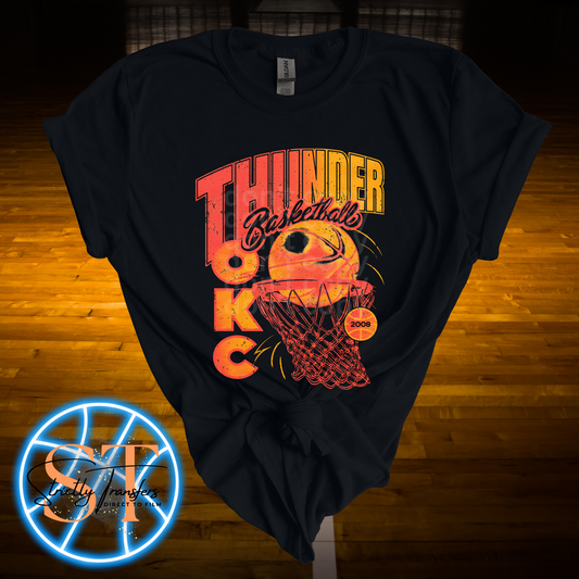 OKC Thunder Basketball Orange Yellow Retro Direct to Film Transfers
