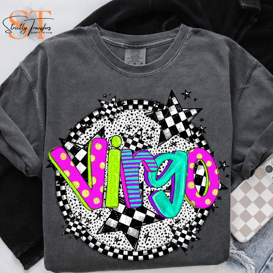 Neon Checkered Virgo Direct to Film Transfers