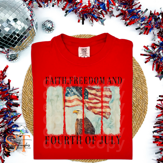 Faith Freedom and Fourth of July Brushstroke Direct to Film Transfers