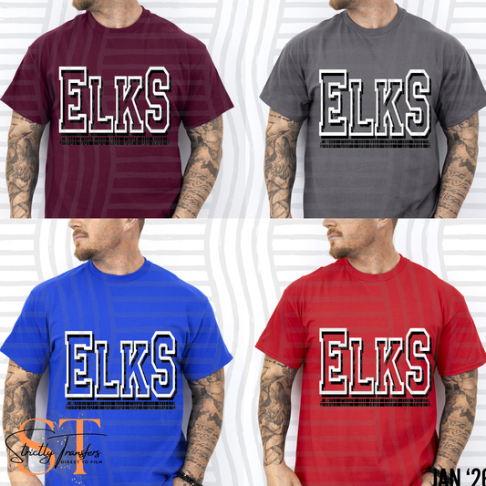 Elks B&W Varsity Direct to Film Transfers