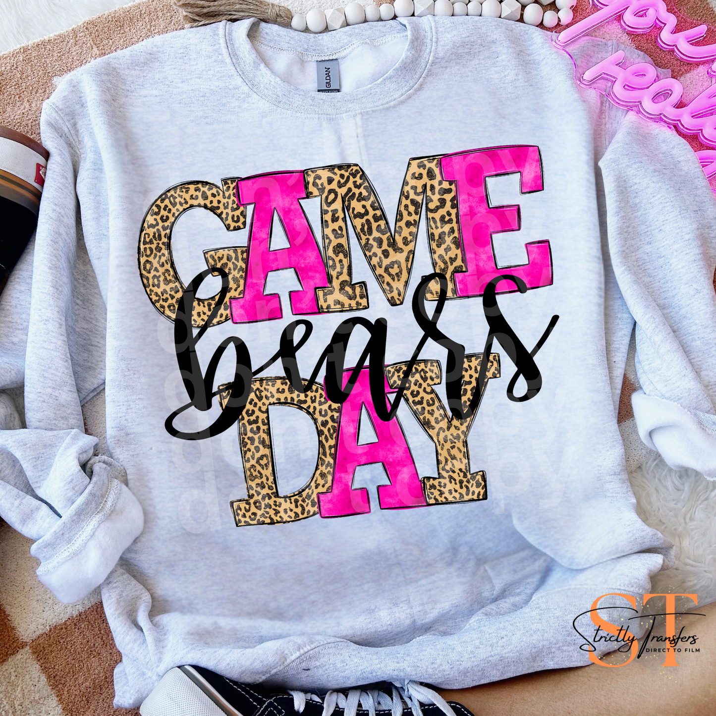 Leopard Pink Game Day Bears Direct to Film Transfers