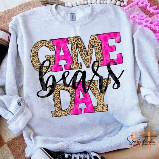 Leopard Pink Game Day Bears Direct to Film Transfers