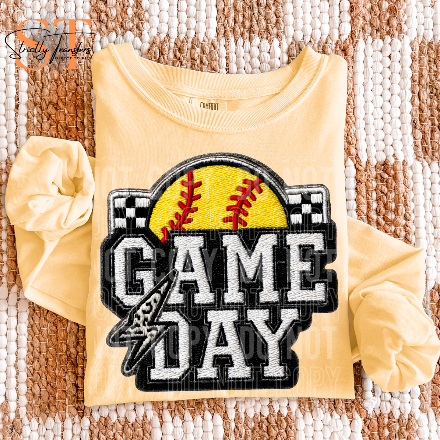 Game Day Softball Faux Embroidery Direct to Film Transfers