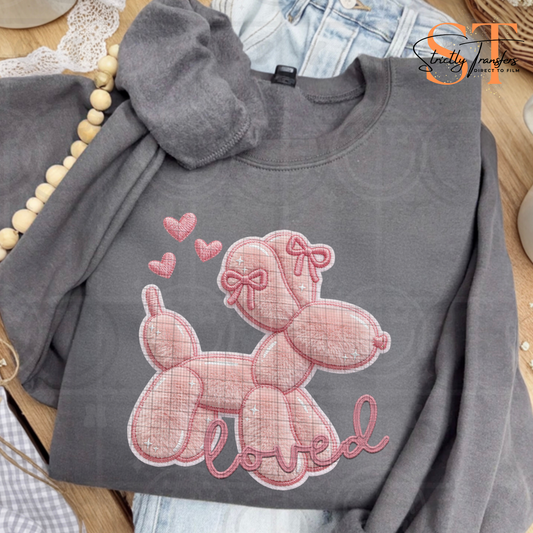 Faux Embroidery Balloon Dog Direct to Film Transfers