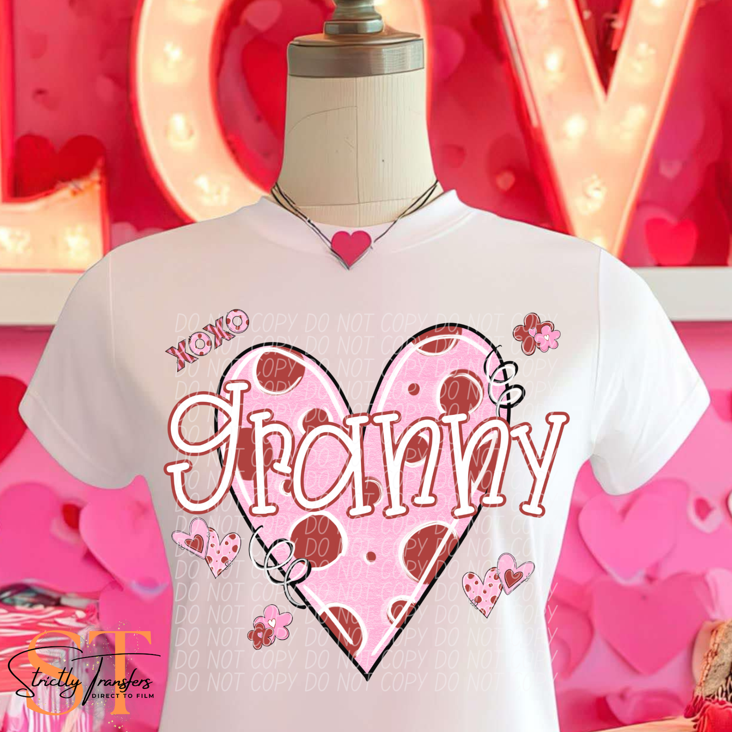 Valentine Heart Names- 11 options Direct to Film Transfers