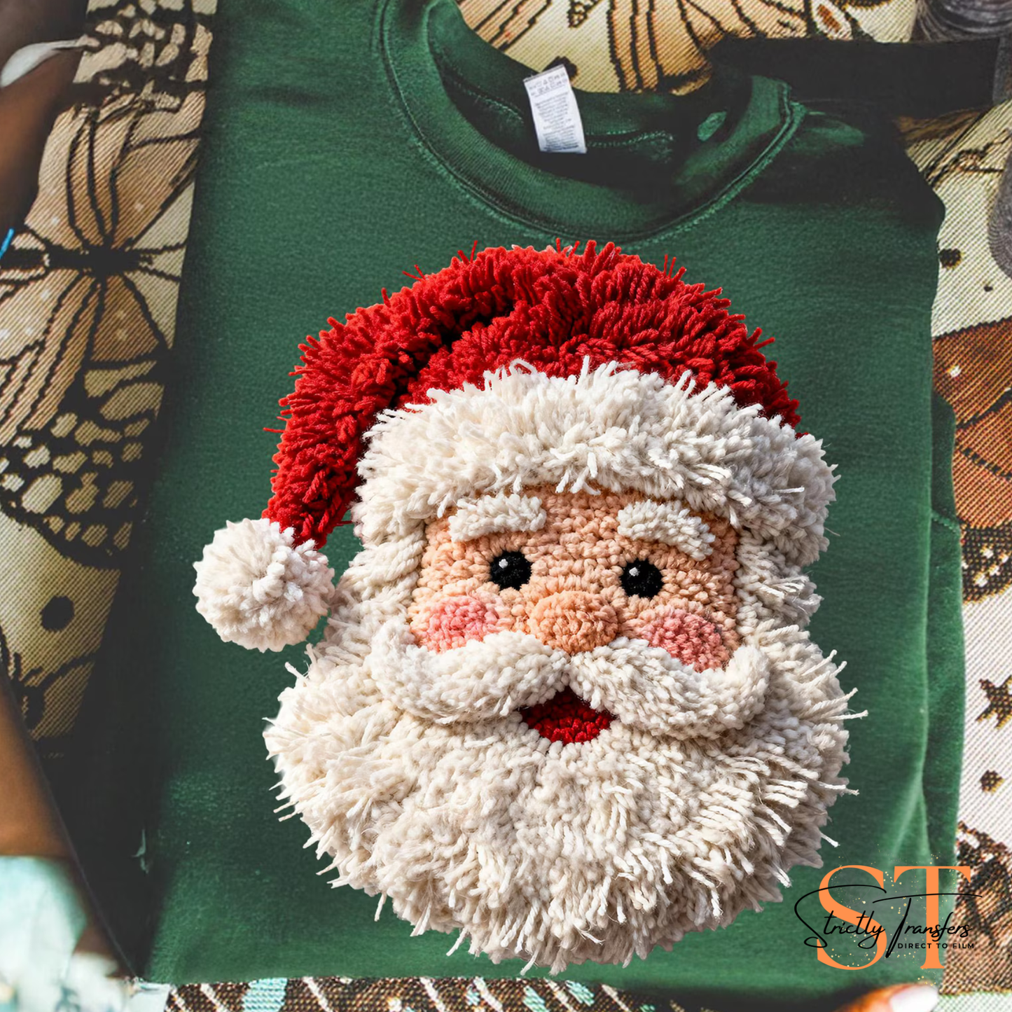 Punch Needle Santa Direct to Film Transfers