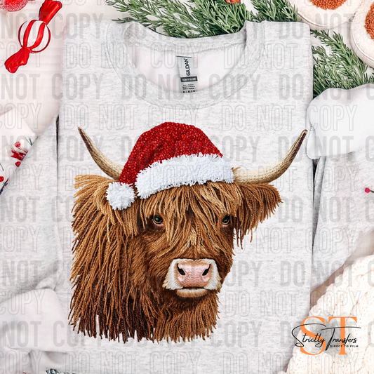 Christmas Highland Cow Faux Yarn Direct to Film Transfers