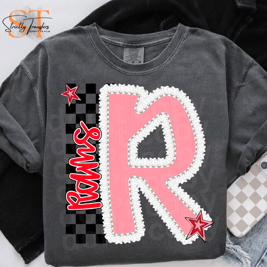Rams Embroidered Ruffle Direct to Film Transfers