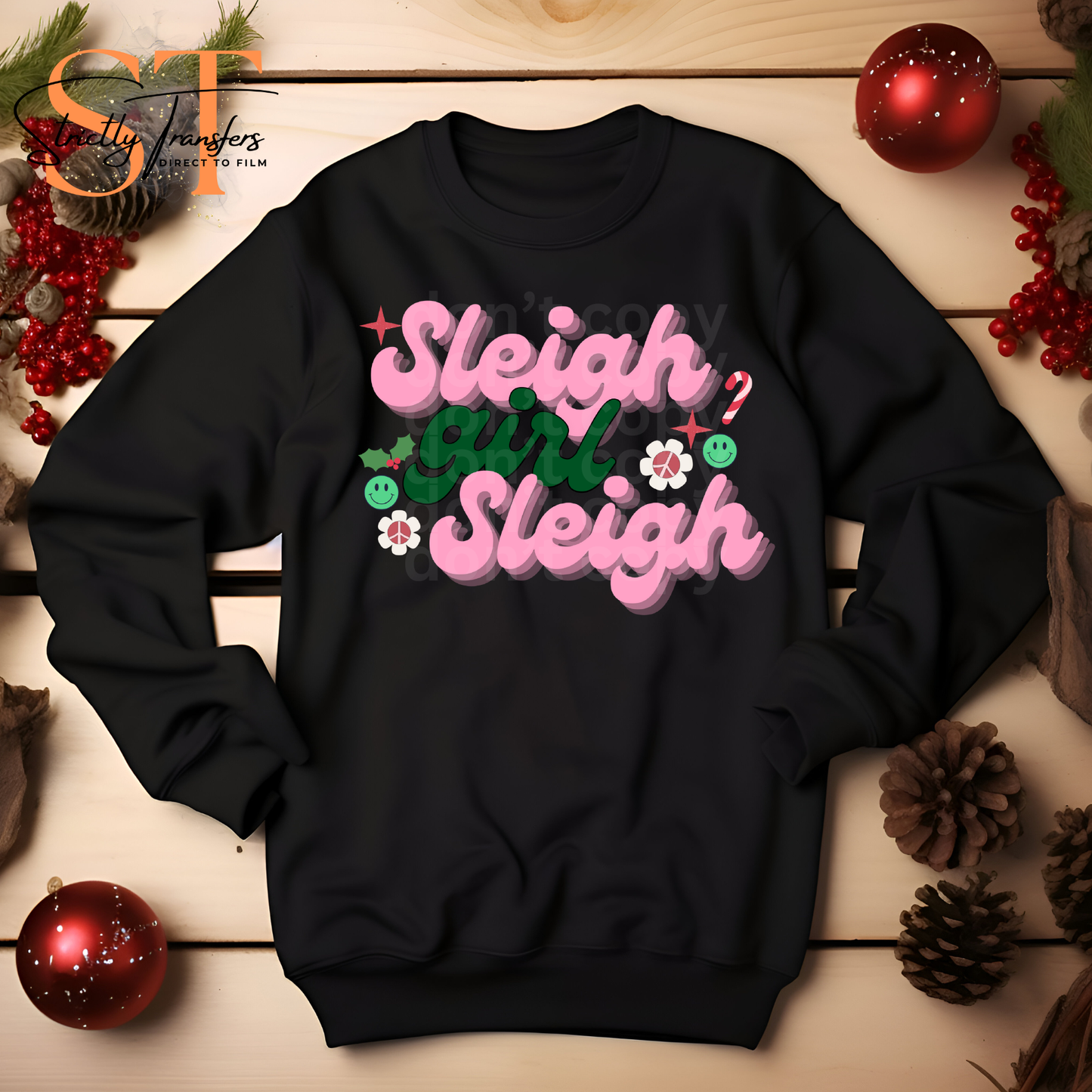 Sleigh Girl Sleigh Direct to Film Transfers