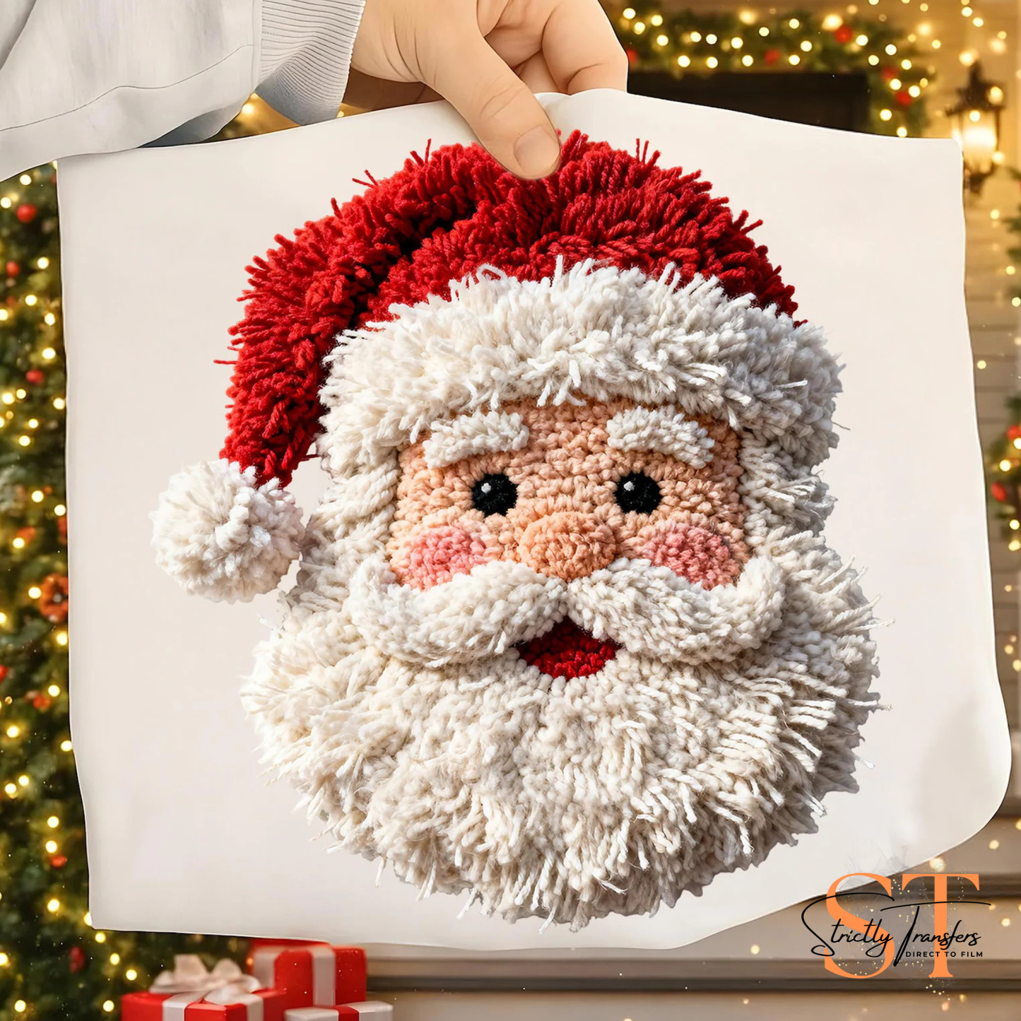 Punch Needle Santa Direct to Film Transfers