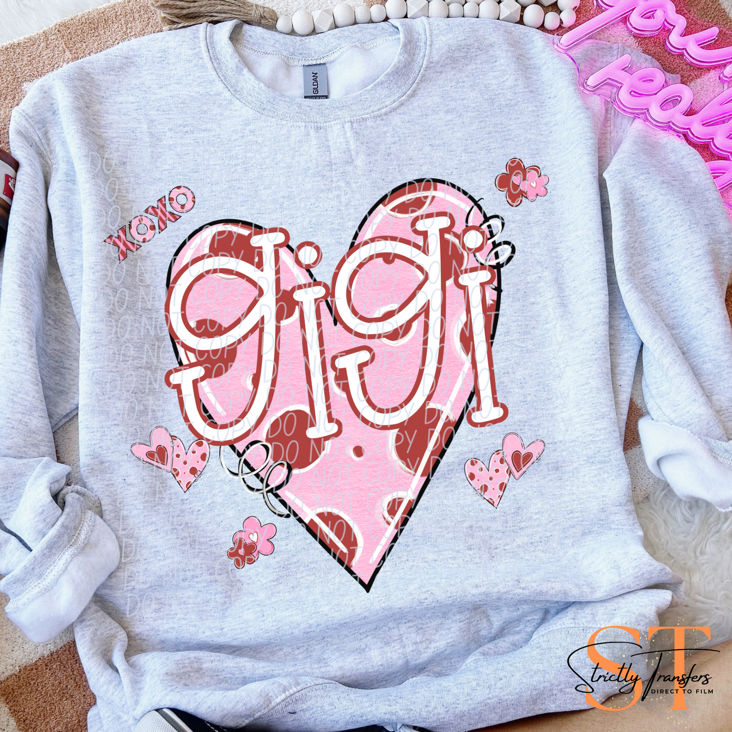 Valentine Heart Names- 11 options Direct to Film Transfers