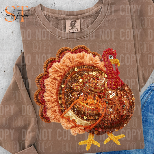 Turkey Faux Yarn and Sequins Direct to Film Transfers