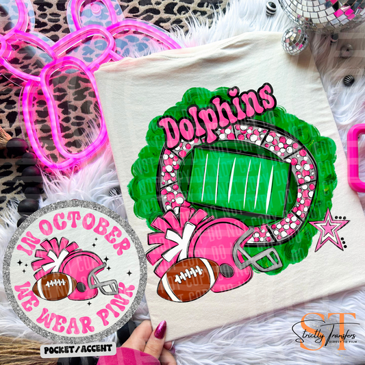 In October We Wear Pink Dolphins Direct to Film Transfers