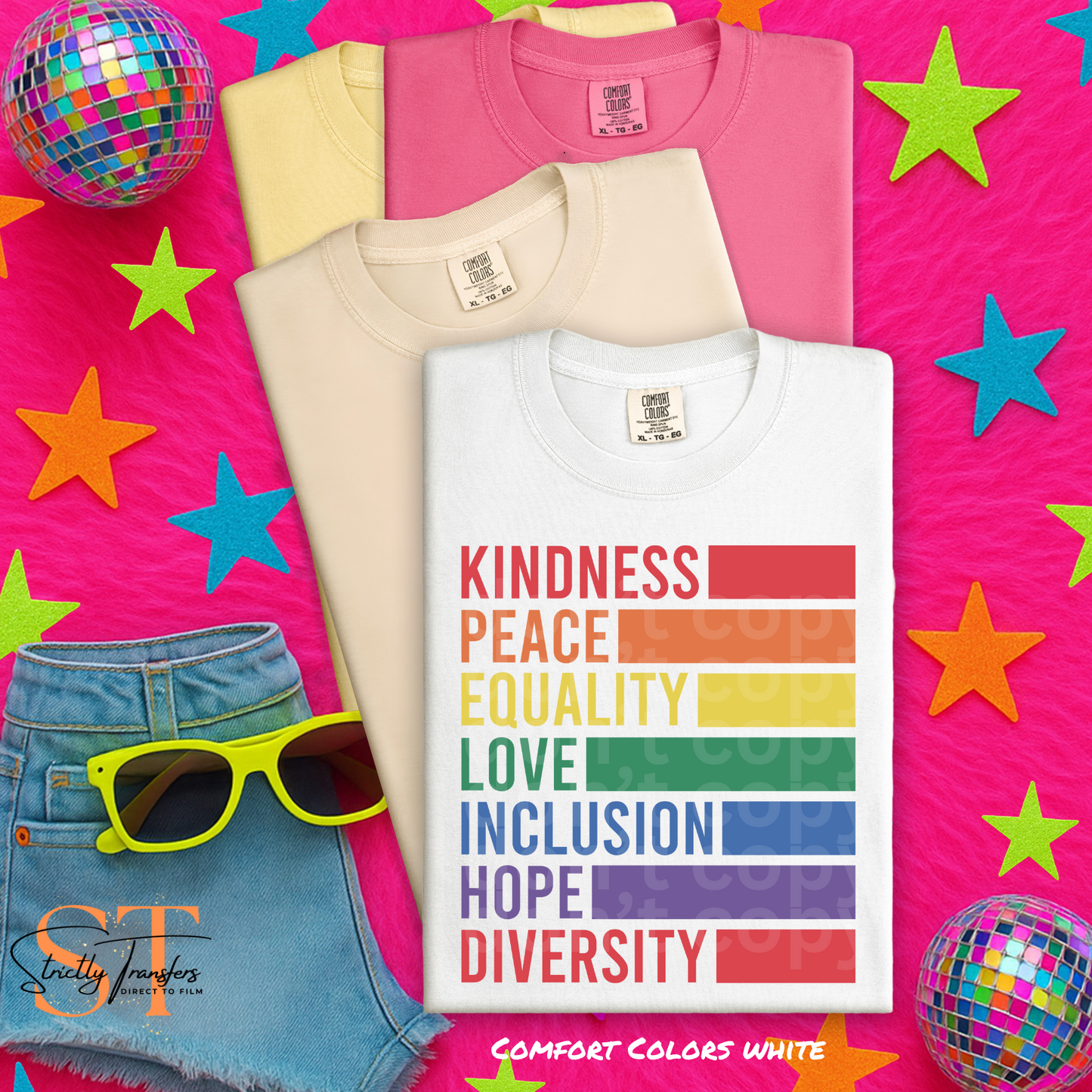 Kindness Peace Love Direct to Film Transfers