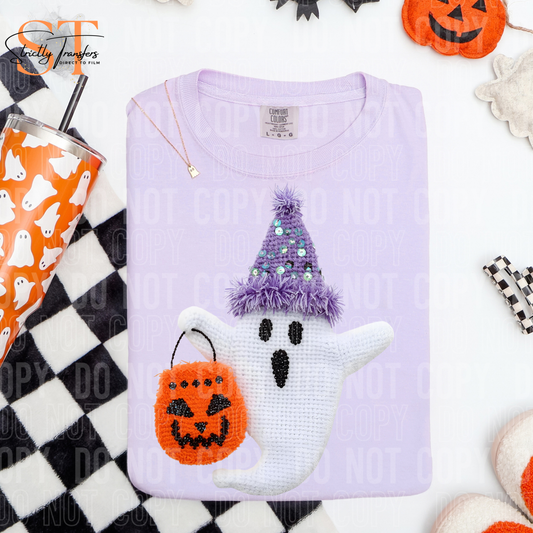 Ghost Jack o Lantern Faux Yarn Direct to Film Transfers