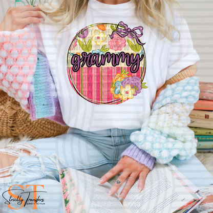 Floral Round Names- 7 options Direct to Film Transfers