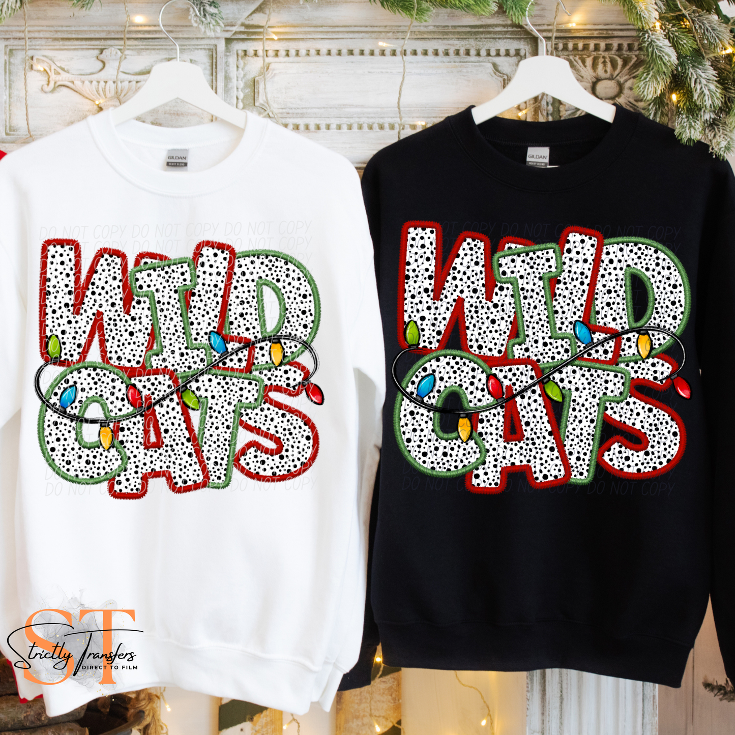 Wildcats Christmas Lights Direct to Film Transfers