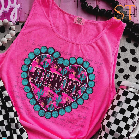 Pink Cactus Howdy Direct to Film Transfers