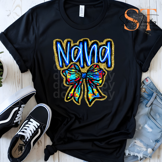 Autism Nana Puzzle Piece Bow Direct to Film Transfers