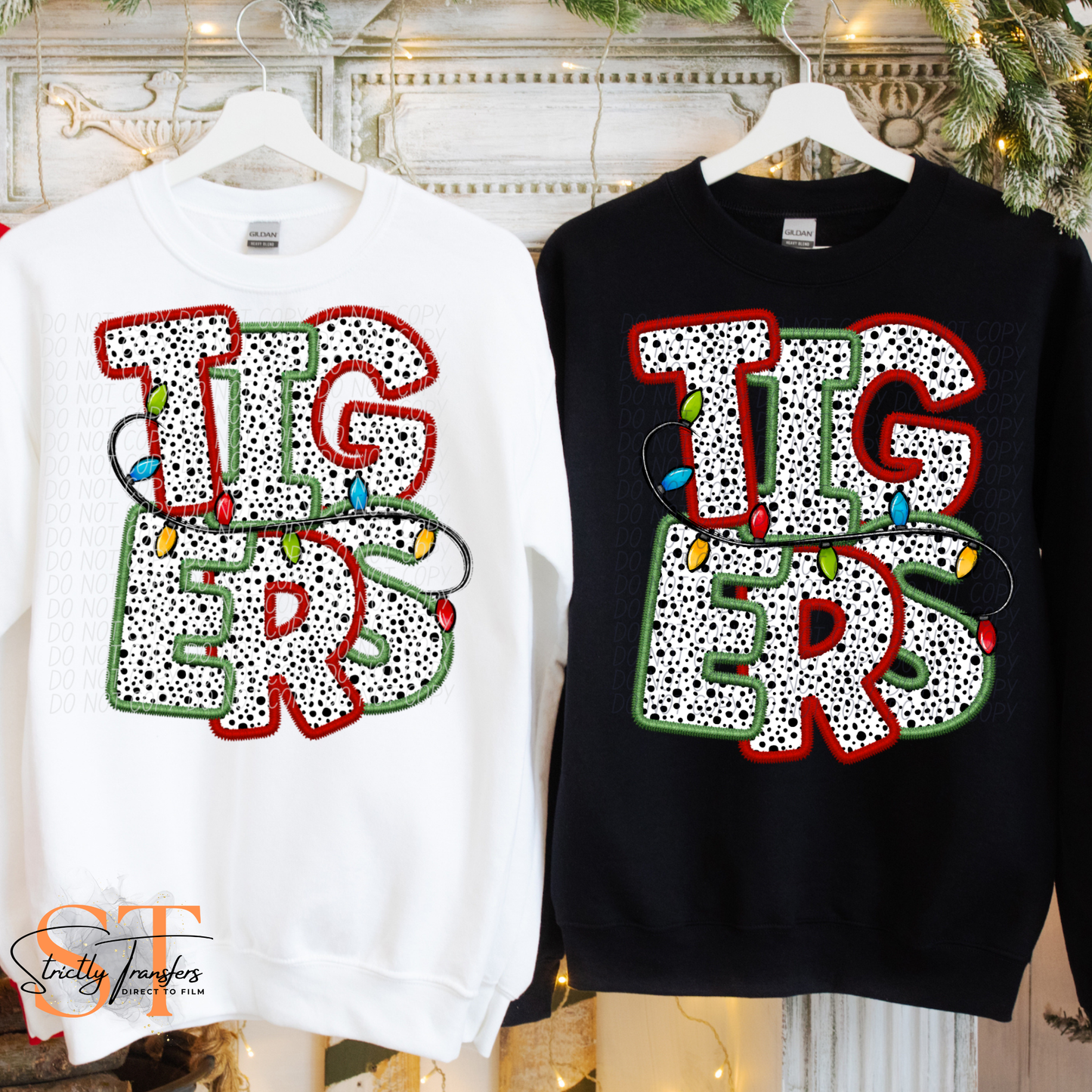 Tigers Christmas Lights Direct to Film Transfers