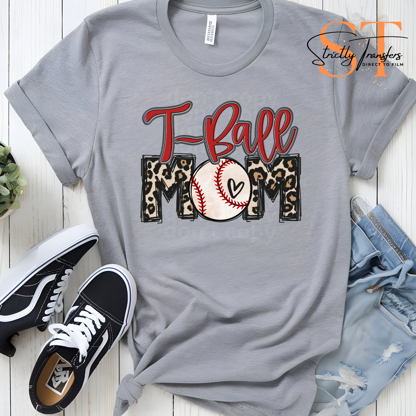 T-ball Mom Leopard Direct to Film Transfers