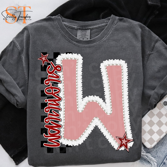 Warriors Embroidered Ruffle Direct to Film Transfers