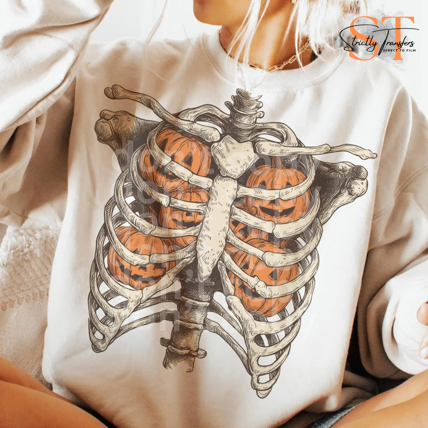 Ribcage Pumpkins Direct to Film Transfers