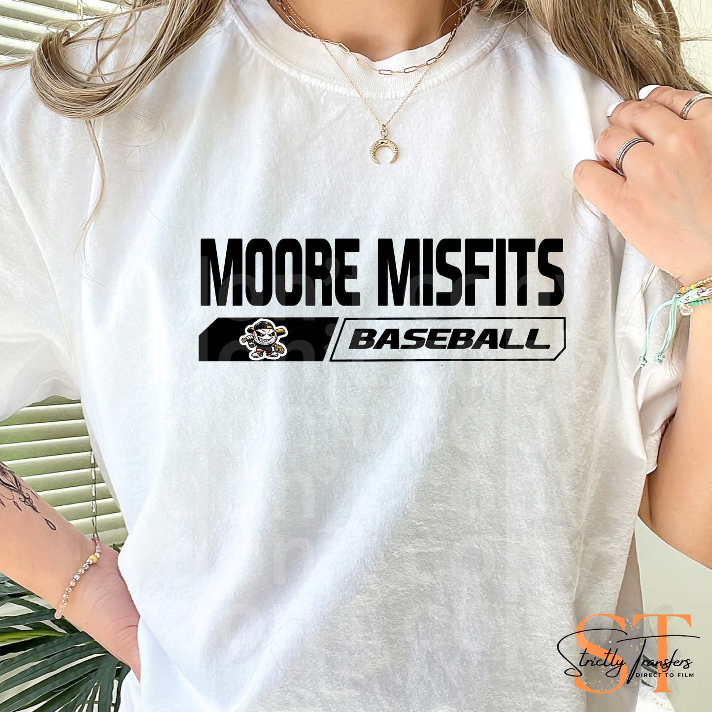 Misfits Baseball Gold and Black Designs Direct to Film Transfers