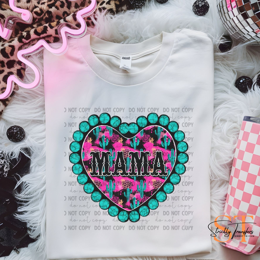 Pink Cactus Mama Heart Direct to Film Transfers