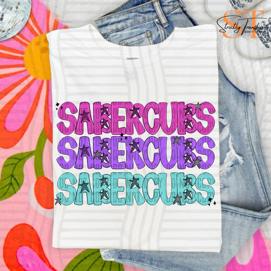 Sabercubs Stacked Starburst Direct to Film Transfers
