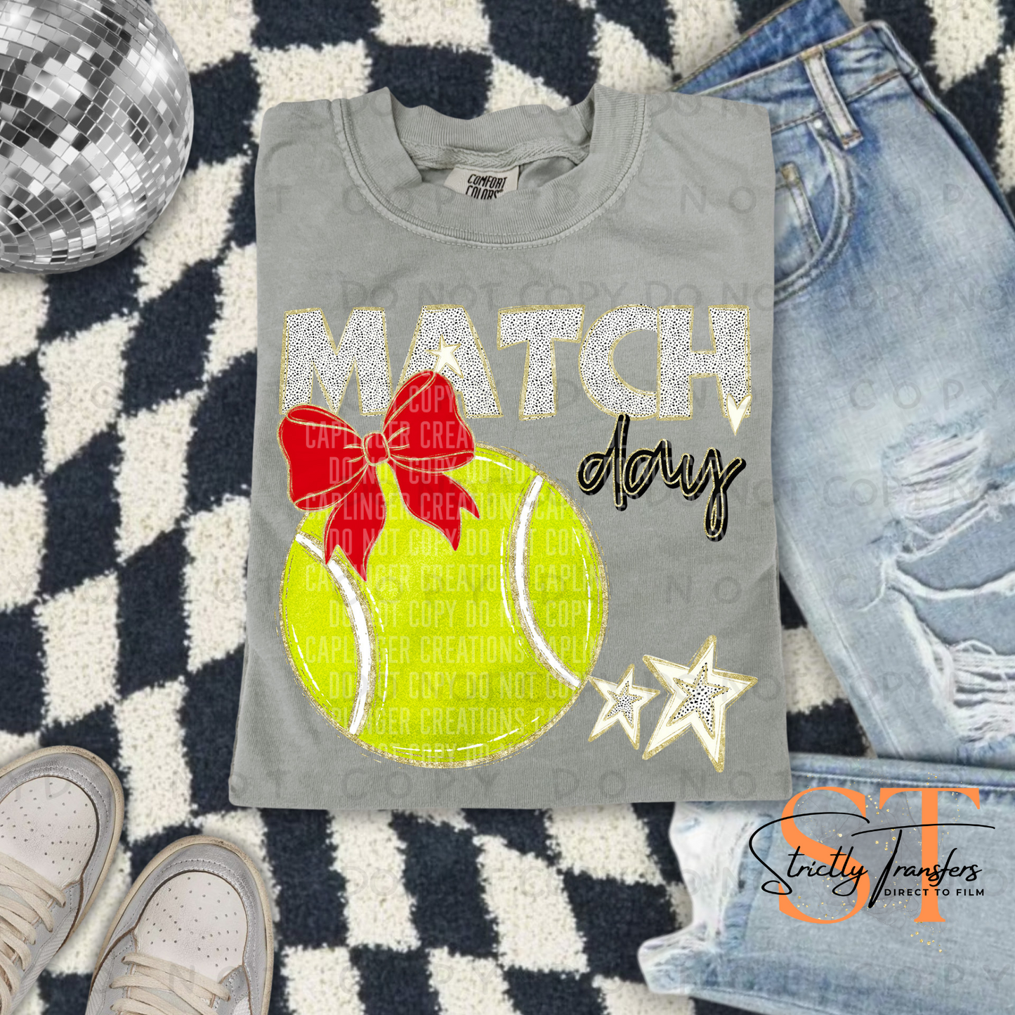 Tennis Match Day- multiple color options Direct to Film Transfers