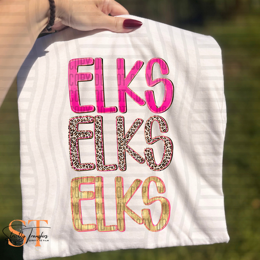 Pretty in Pink Elks Direct to Film Transfers