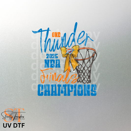 Thunder Champions Script Blue & Orange UV Direct to Film Stickers/Decals