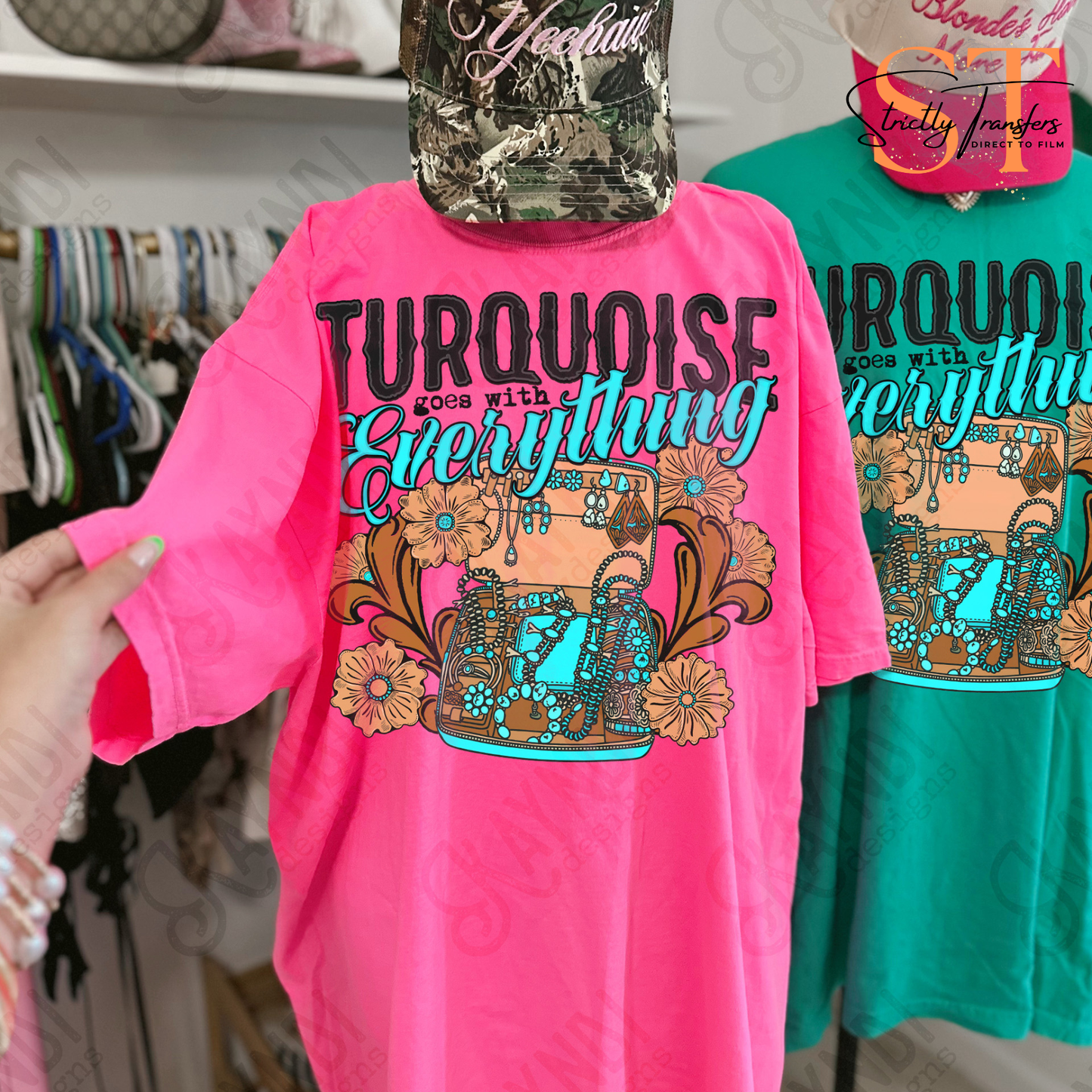 Turquoise goes with Everything Direct to Film Transfers