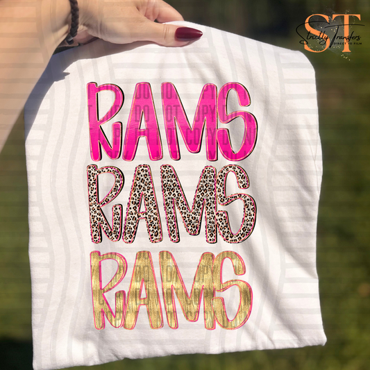 Pretty in Pink Rams Direct to Film Transfers