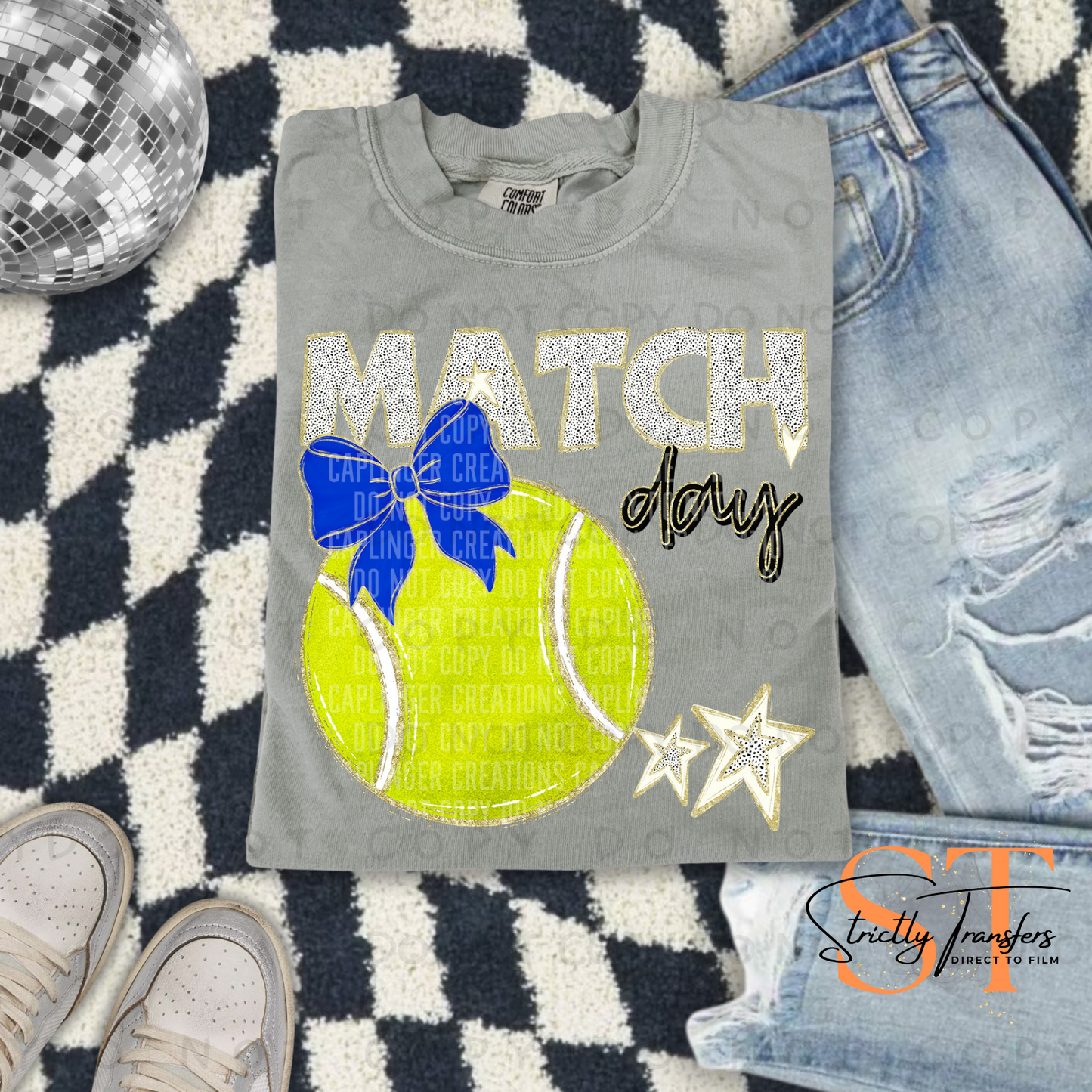 Tennis Match Day- multiple color options Direct to Film Transfers