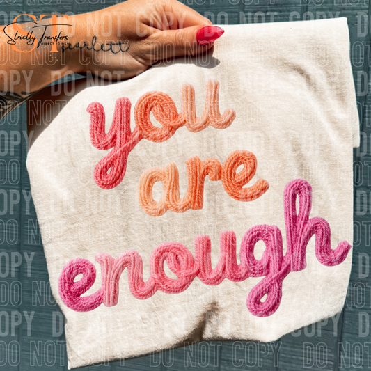 You are Enough Faux Yarn and Sequins Direct to Film Transfers