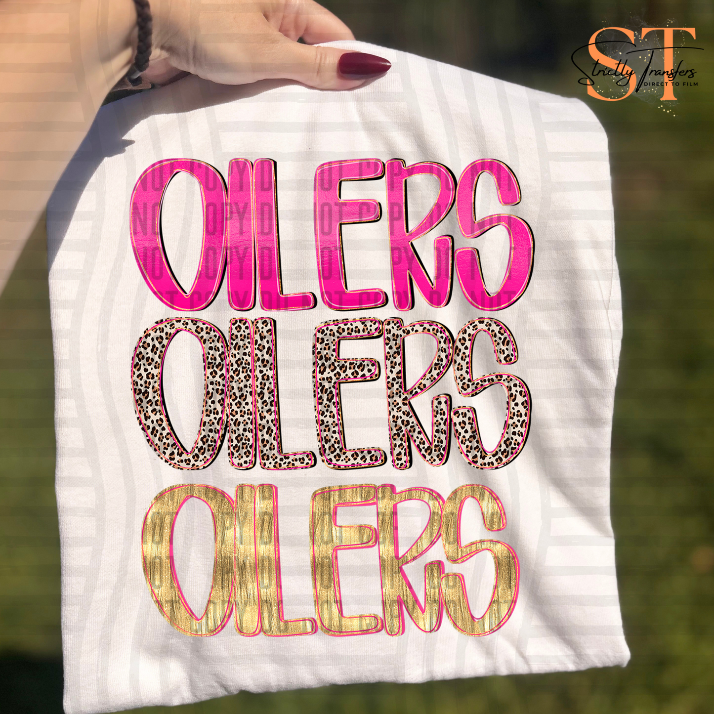 Pretty in Pink Oilers Direct to Film Transfers