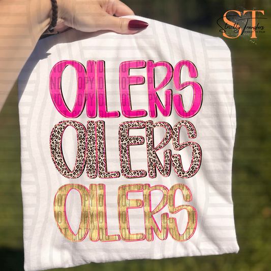 Pretty in Pink Oilers Direct to Film Transfers