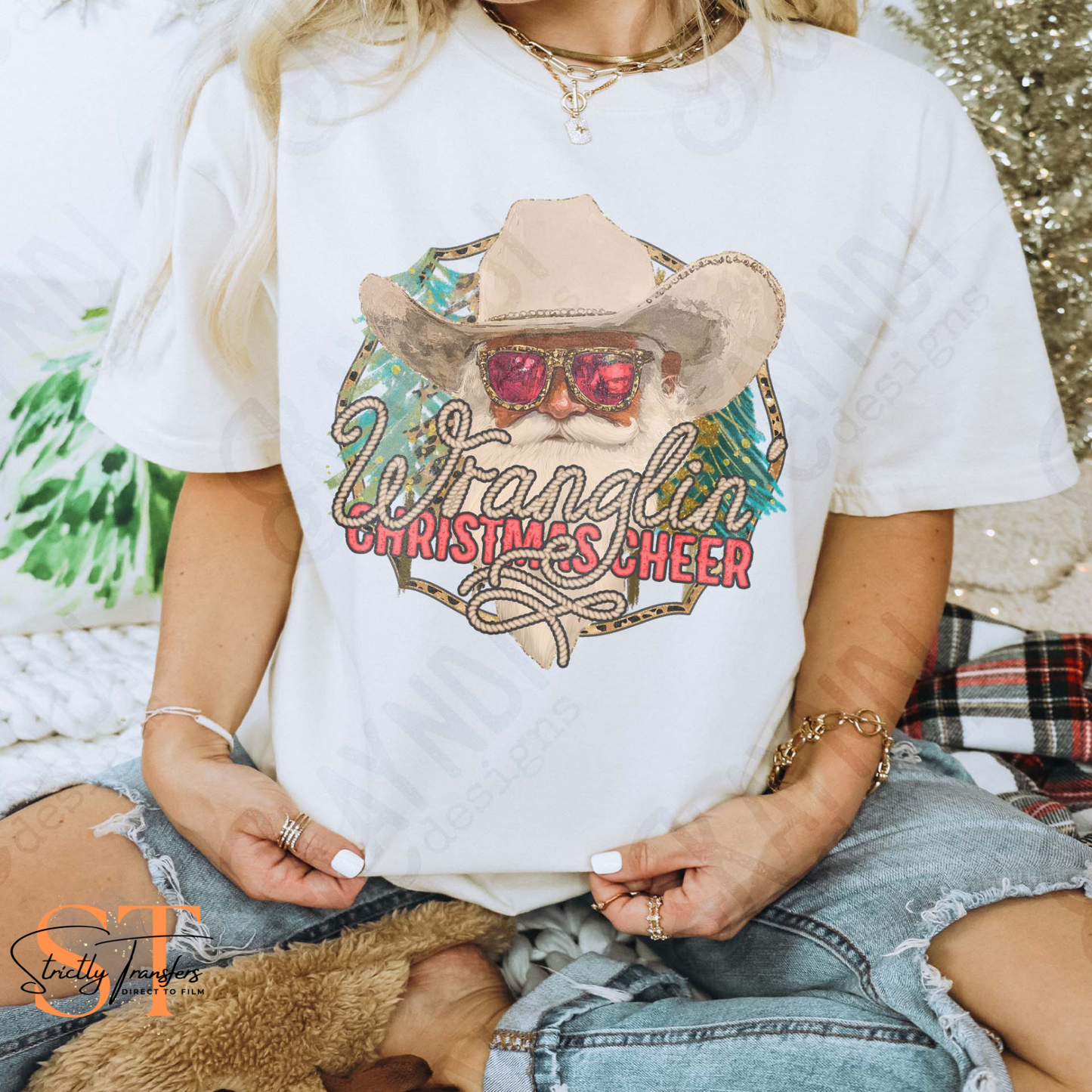 Wrangling Christmas Cheer - 2 colors Direct to Film Transfers